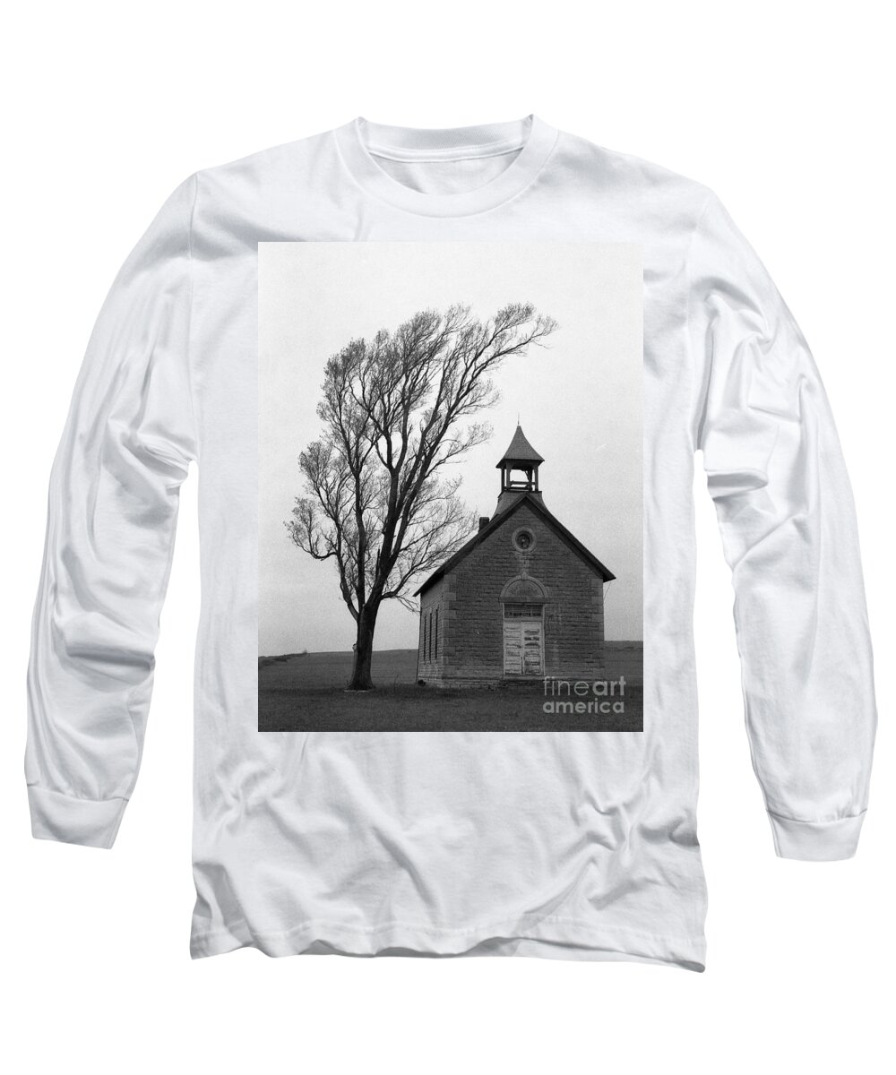 Kansas Long Sleeve T-Shirt featuring the photograph Kansas Schoolhouse by Crystal Nederman