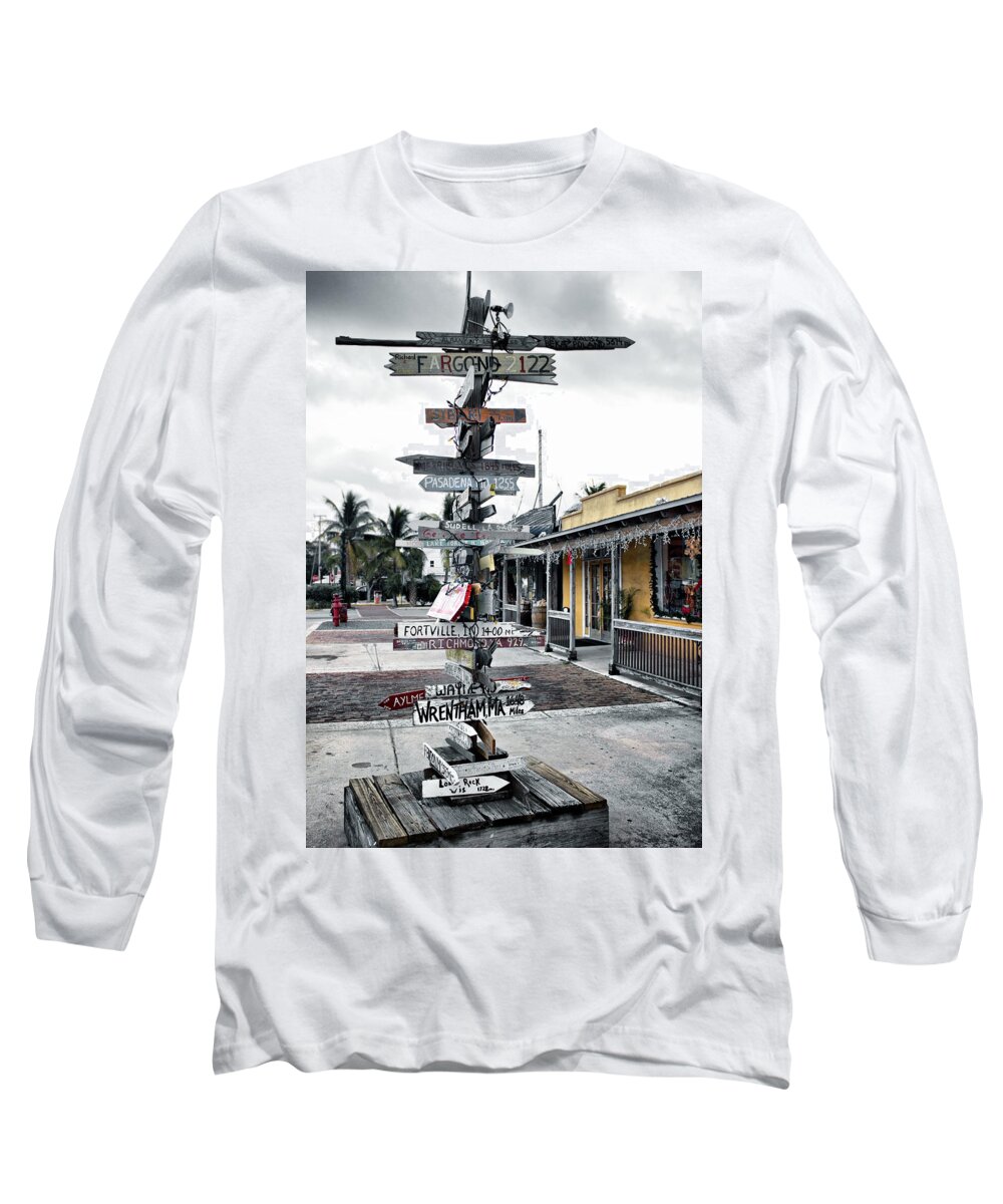 Key West Long Sleeve T-Shirt featuring the photograph Key West Wharf by Ellen Heaverlo