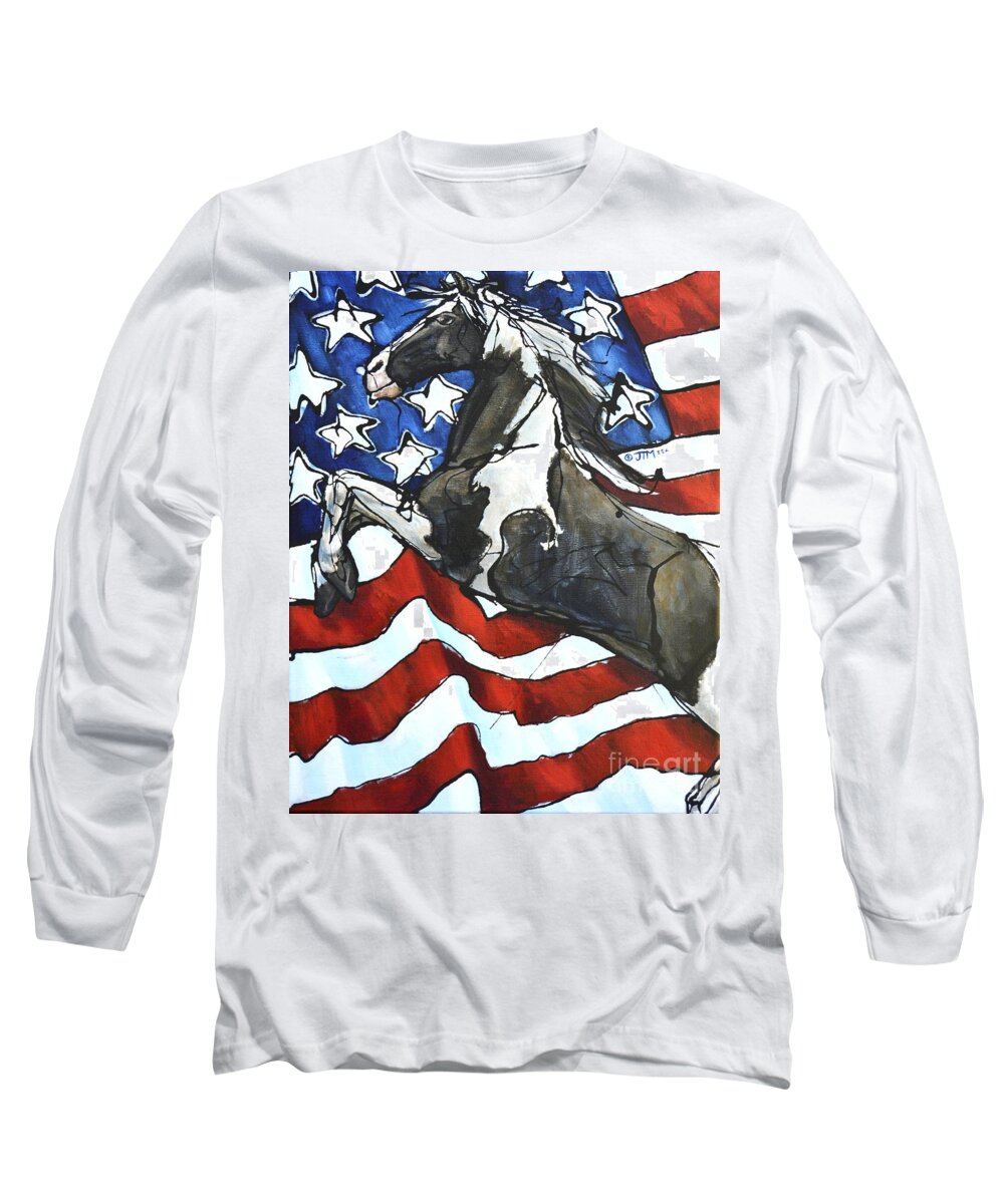 Friends Of Sound Horses Long Sleeve T-Shirt featuring the painting Lady C Salutes by Jonelle T McCoy