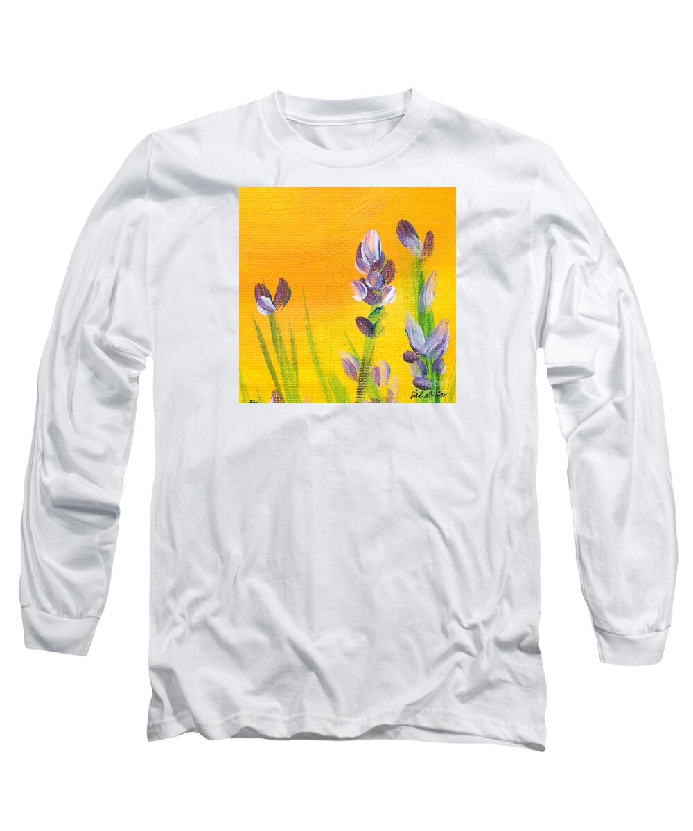 Lavender Long Sleeve T-Shirt featuring the painting Lavender - Hanging Position 3 by Val Miller
