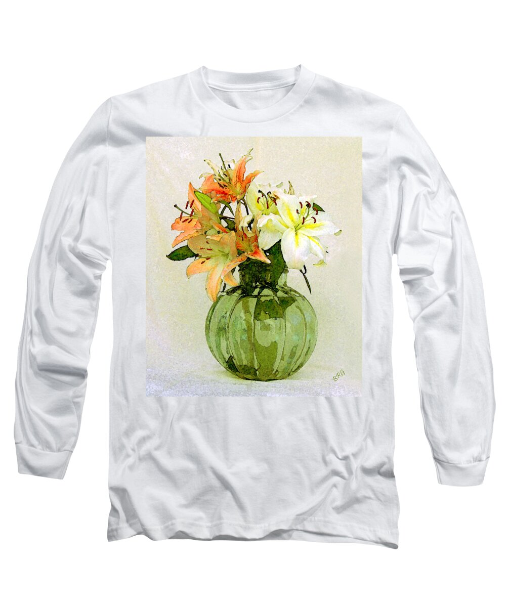 Floral Still Life Long Sleeve T-Shirt featuring the photograph Lilies In Vase by Ben and Raisa Gertsberg
