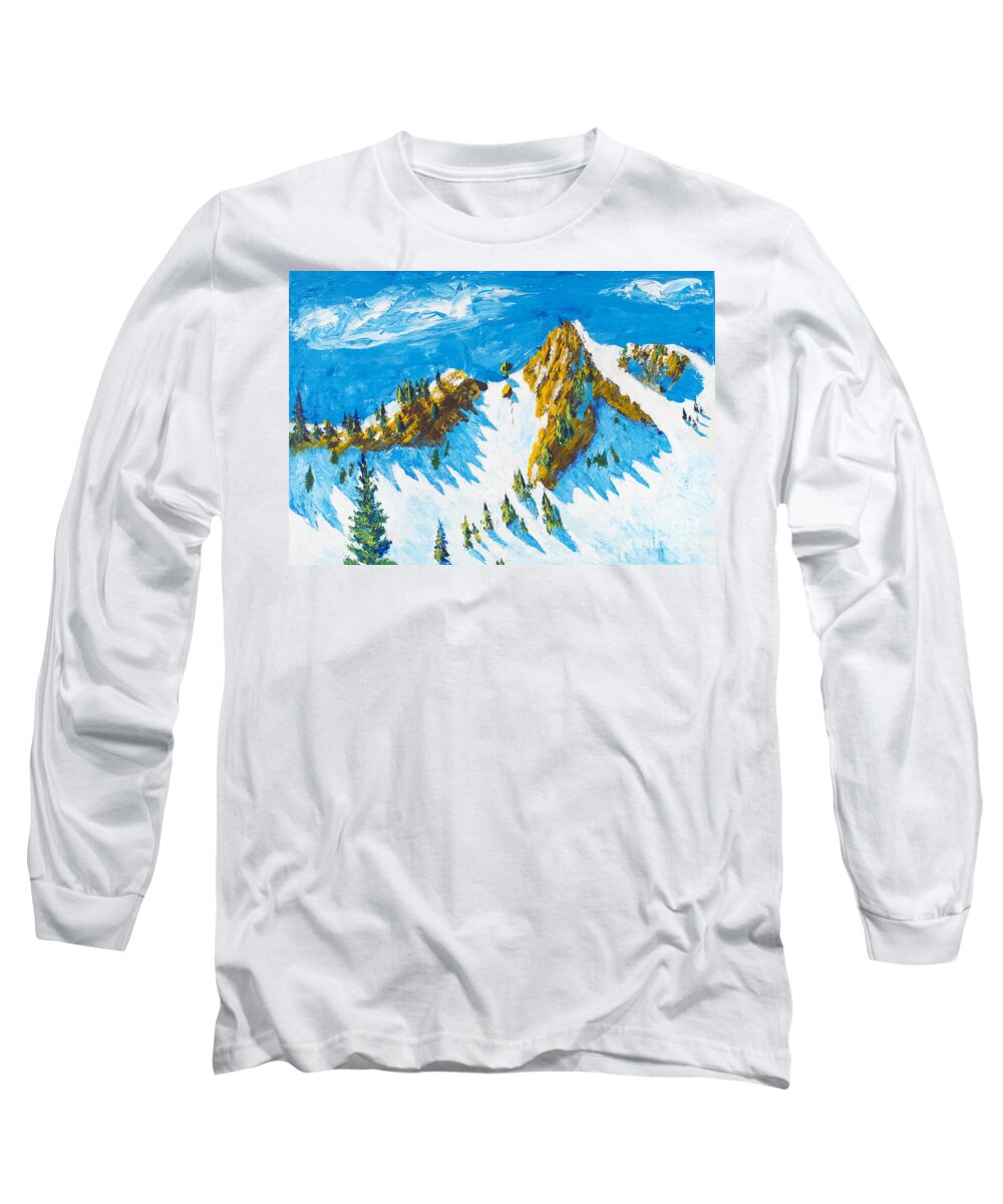 Mountains Long Sleeve T-Shirt featuring the painting Lone Tree One by Walt Brodis