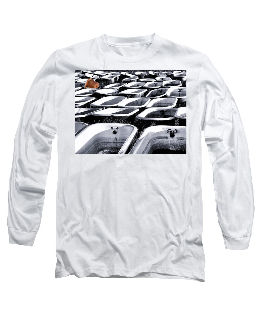 Porcelain Long Sleeve T-Shirt featuring the photograph Lonesome Tub by Daniel George