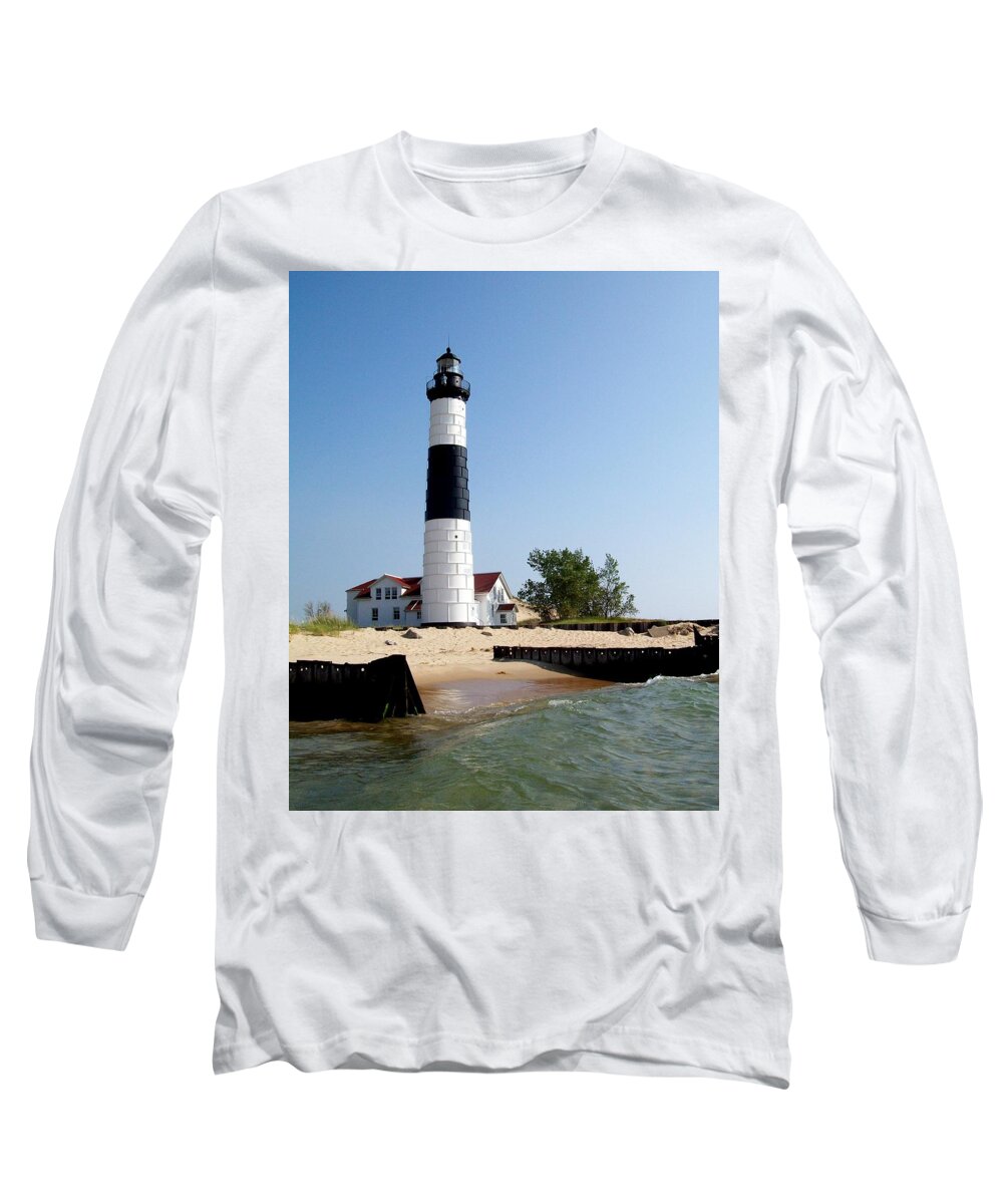 Lighthouse Long Sleeve T-Shirt featuring the photograph Ludington Michigan's Big Sable Lighthouse by Michelle Calkins