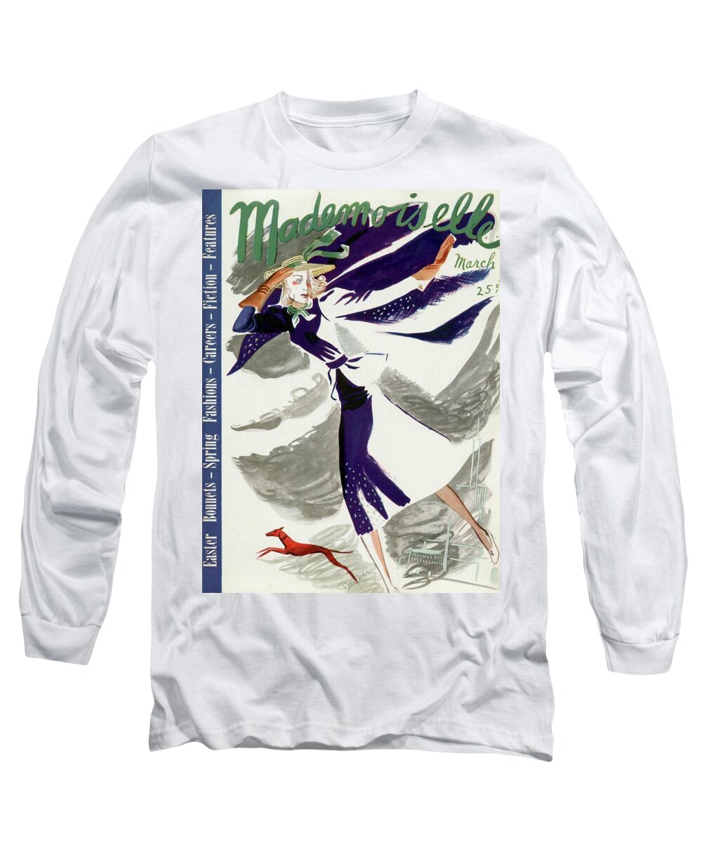 Fashion Long Sleeve T-Shirt featuring the photograph Mademoiselle Cover Featuring A Model With A Dog by Elizabeth Dauber