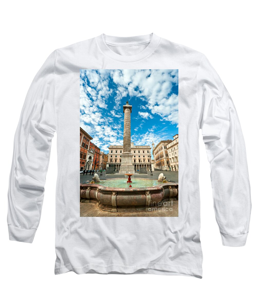 Ancient Long Sleeve T-Shirt featuring the photograph Marco Aurelio column - Rome - Italy by Luciano Mortula