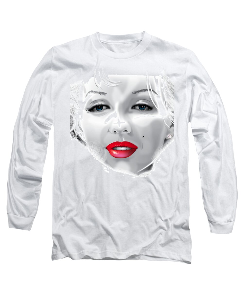 Marilyn Monroe Long Sleeve T-Shirt featuring the digital art Marilyn Monroe by Brian Gibbs