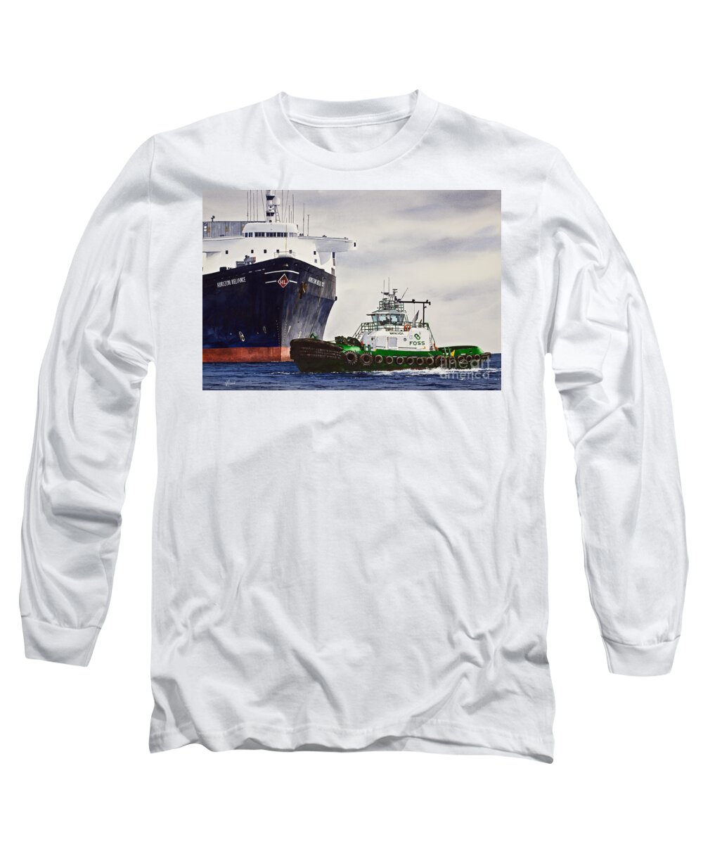 Mikioi Long Sleeve T-Shirt featuring the painting Mikioi Foss by James Williamson