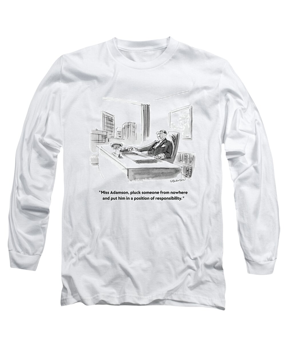 Amateurs Long Sleeve T-Shirt featuring the drawing Miss Adamson by James Stevenson
