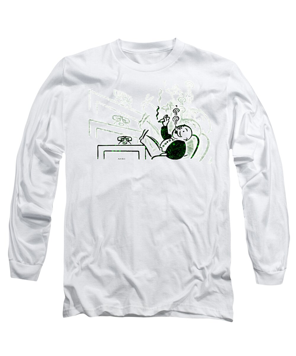 Monopoly Long Sleeve T-Shirt featuring the digital art Monopoly Man - Bank Dividend by Stephen Younts
