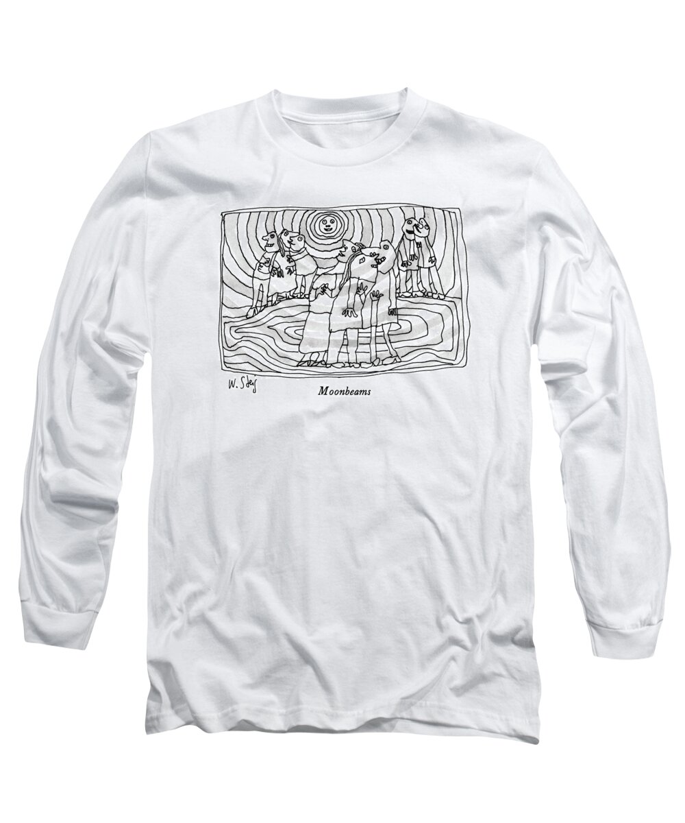 Nature Long Sleeve T-Shirt featuring the drawing Moonbeams by William Steig