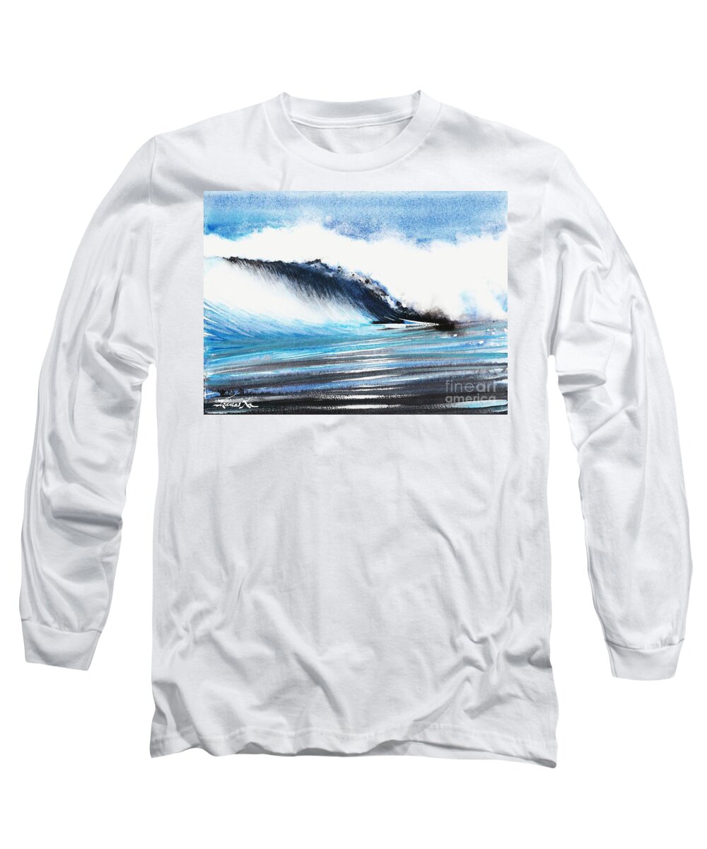 Ocean Long Sleeve T-Shirt featuring the painting Moonlit Ocean by Frances Ku