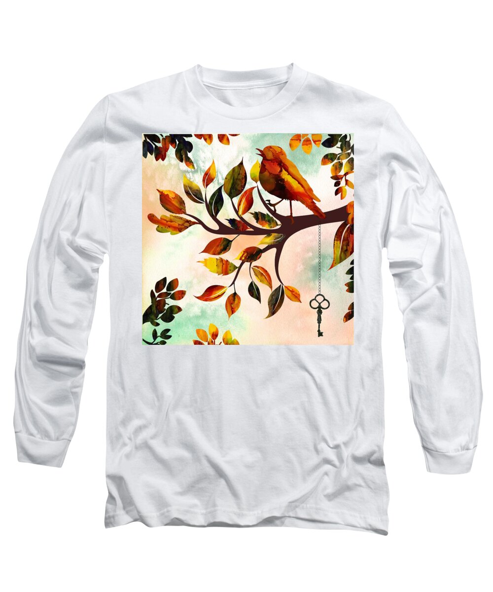 Bird Long Sleeve T-Shirt featuring the painting Morning Bird by Lilia S