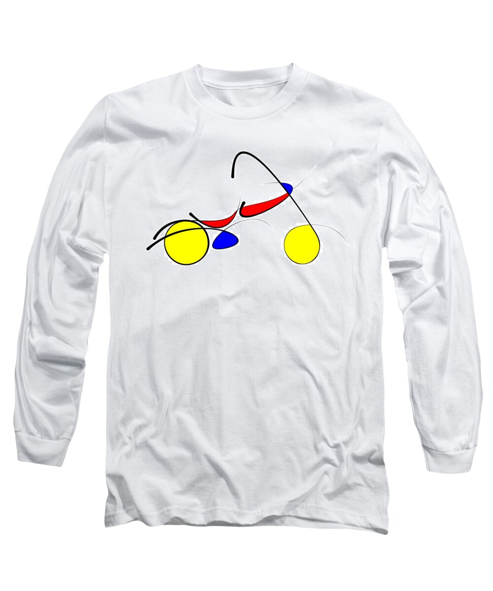 Digital Long Sleeve T-Shirt featuring the digital art Motorcycle by Pal Szeplaky