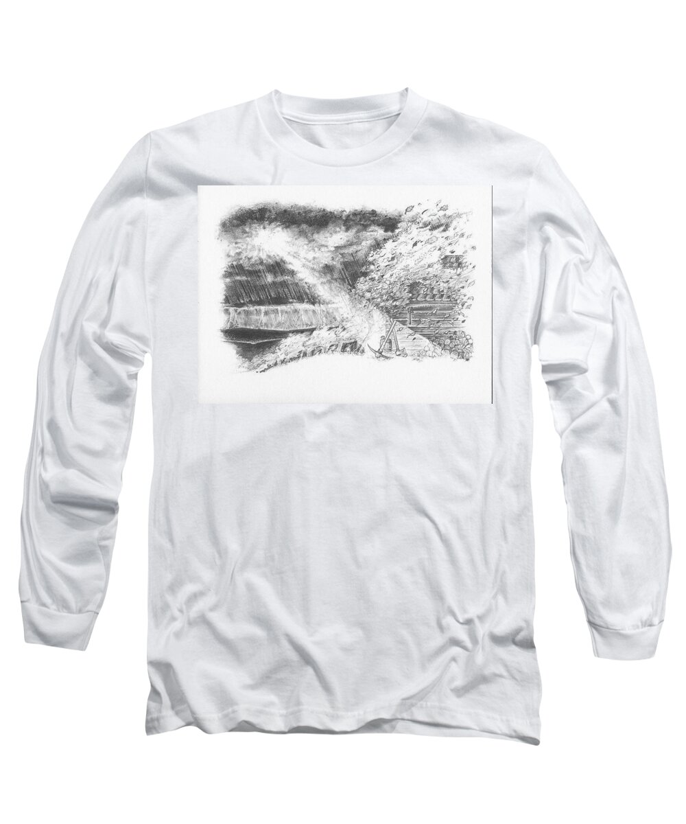 Woodcutter's Revival Long Sleeve T-Shirt featuring the drawing Mountain Top by Scott and Dixie Wiley