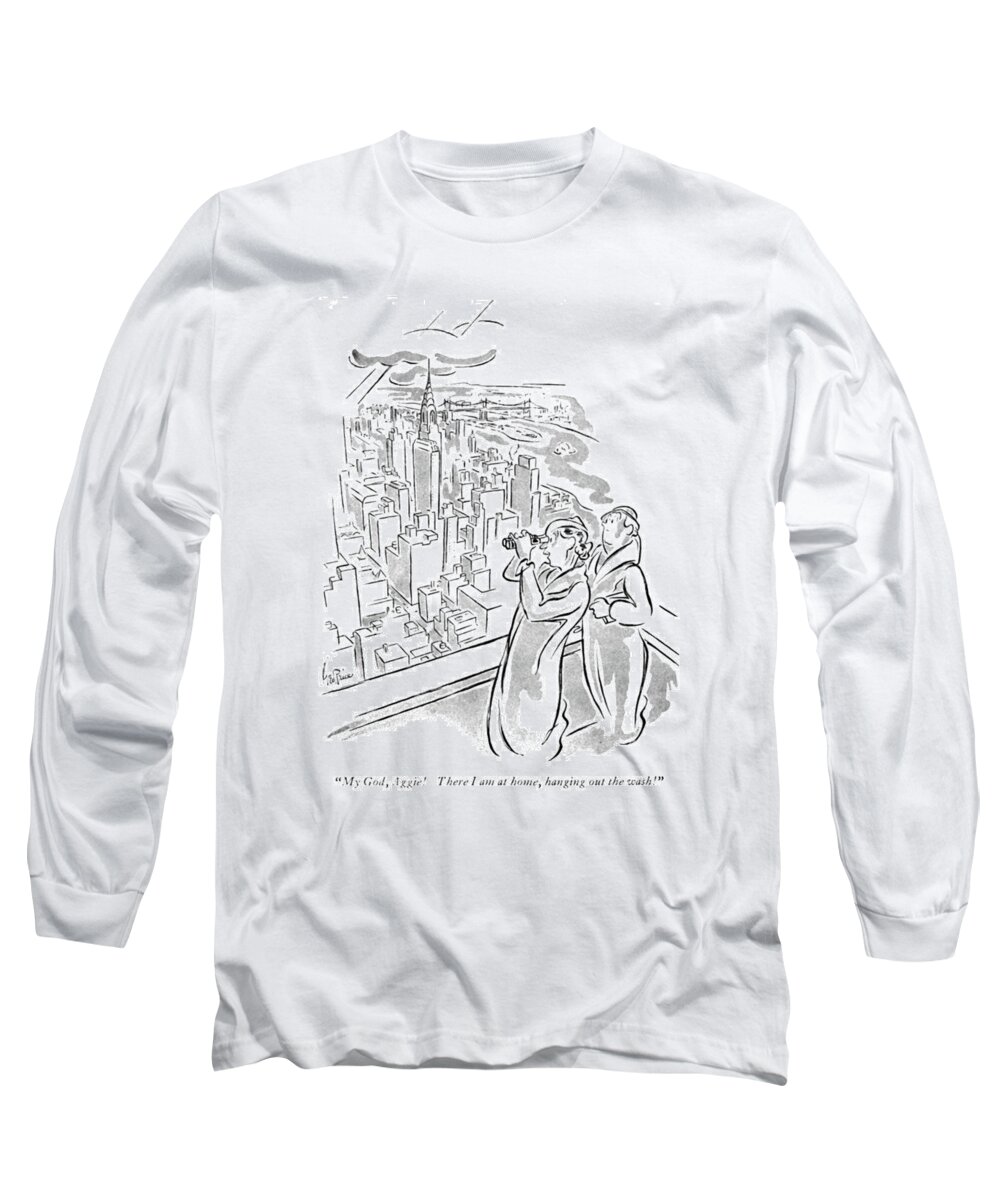 106882 Gpr George Price Long Sleeve T-Shirt featuring the drawing There I Am At Home by George Price