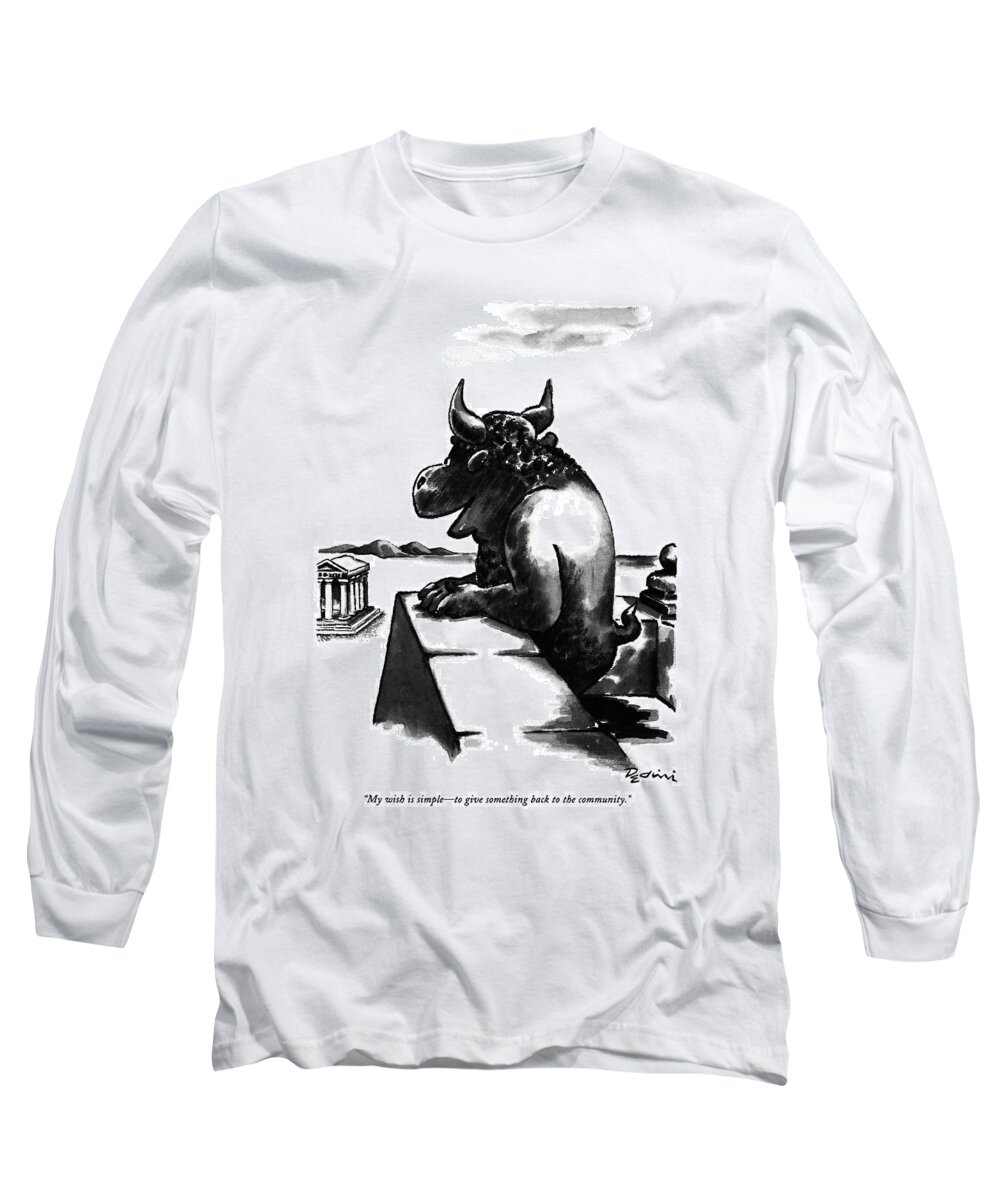 Myth Long Sleeve T-Shirt featuring the drawing My Wish Is Simple - To Give Something Back by Eldon Dedini