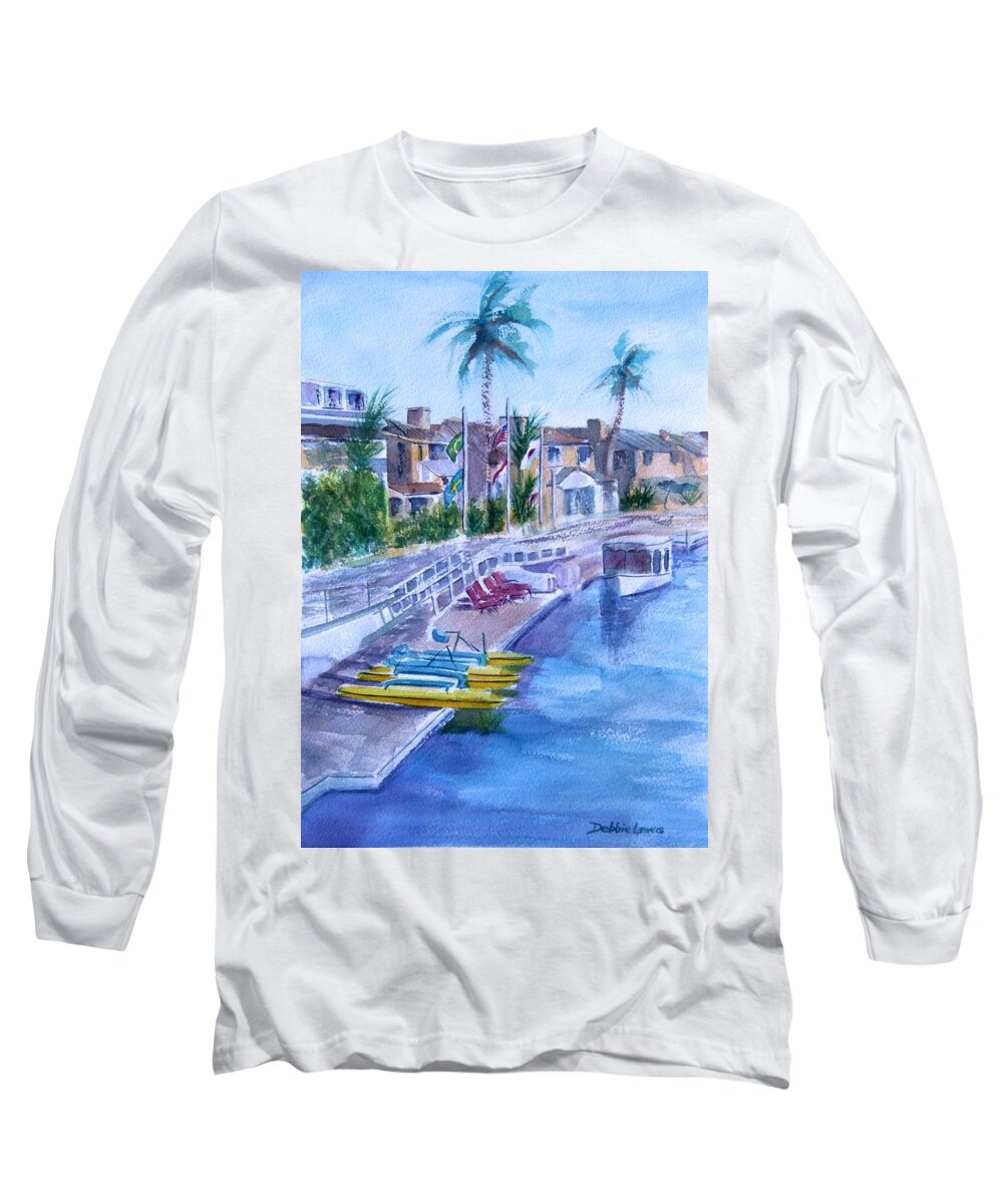 Watercolor Landscape Long Sleeve T-Shirt featuring the painting Naples Fun by Debbie Lewis