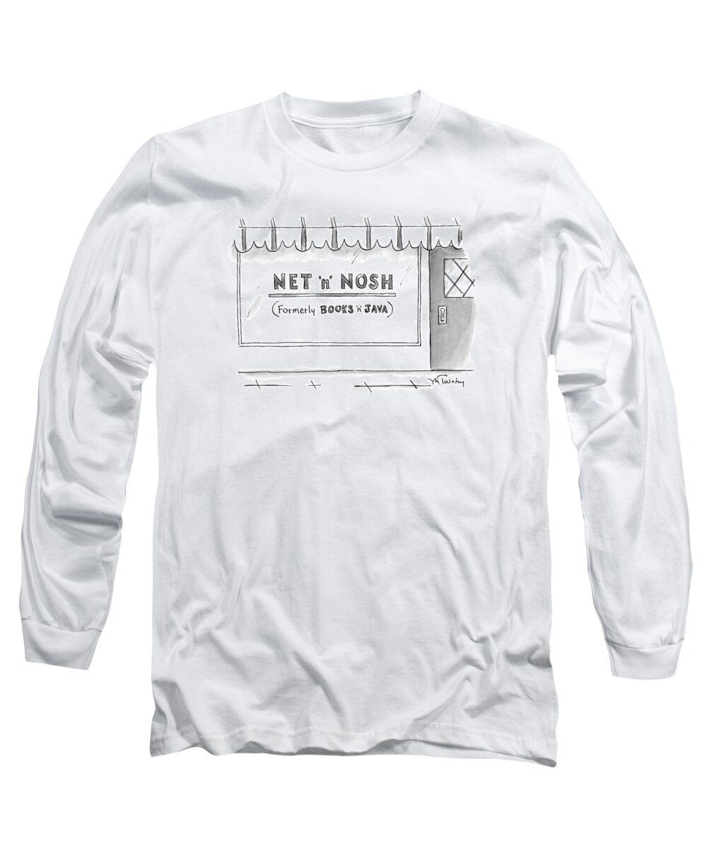 Technology Long Sleeve T-Shirt featuring the drawing Net 'n' Nosh
Formerly Books 'n' Java by Mike Twohy