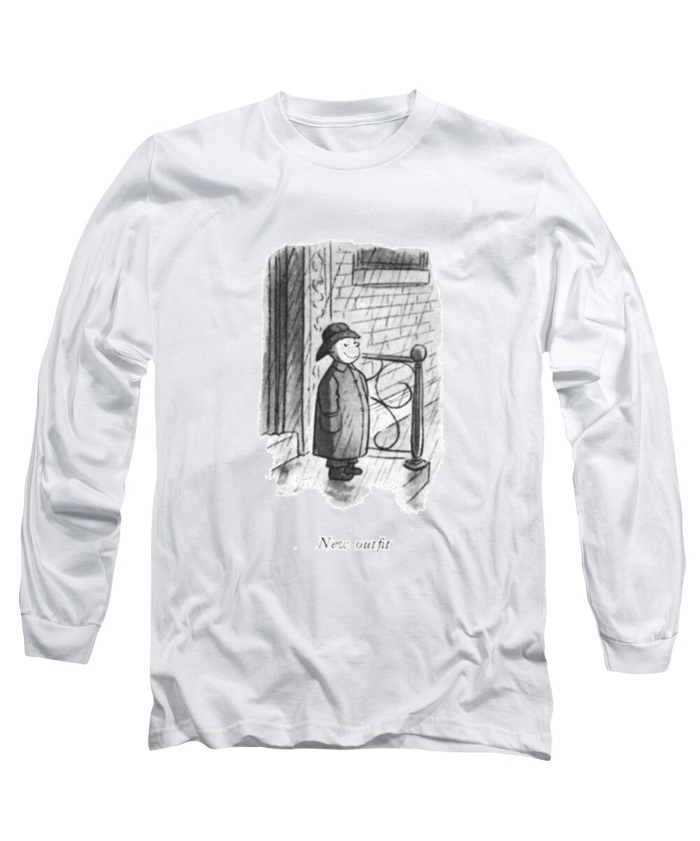 117411 Wst William Steig New Out?t

 Montage Of People In The Rain. Weather Precipitation Condition Conditions Rain Rainbow Rainbows Raining Umbrellas 150525 Long Sleeve T-Shirt featuring the drawing New Out?t by William Steig