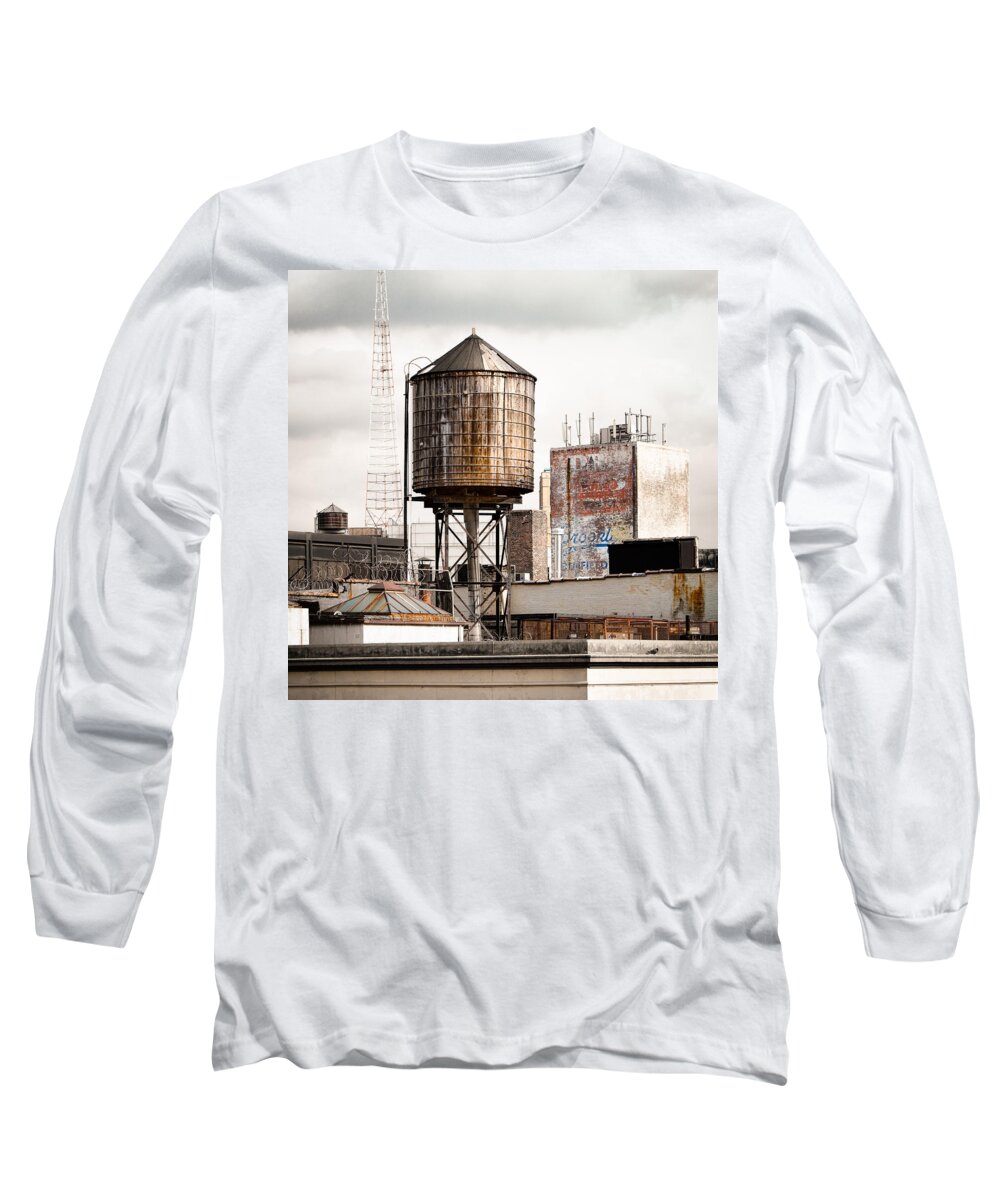 Water Towers Long Sleeve T-Shirt featuring the photograph New York water tower 16 by Gary Heller