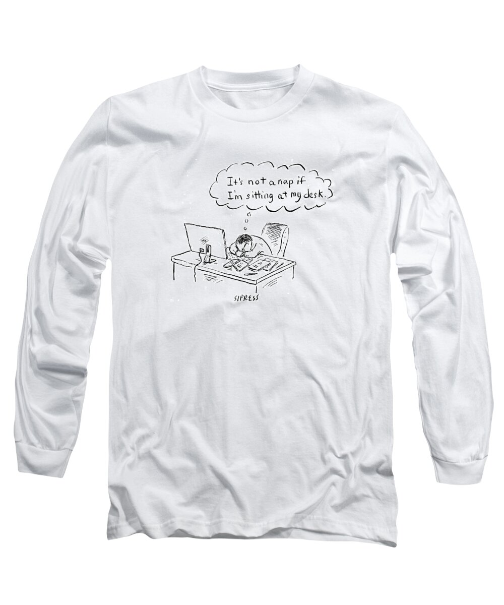 Desk Long Sleeve T-Shirt featuring the drawing New Yorker April 17th, 2017 by David Sipress
