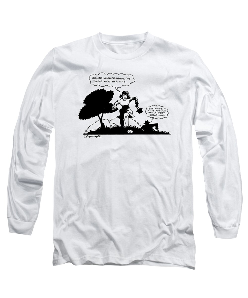 Dating Long Sleeve T-Shirt featuring the drawing New Yorker April 20th, 1992 by Charles Barsotti
