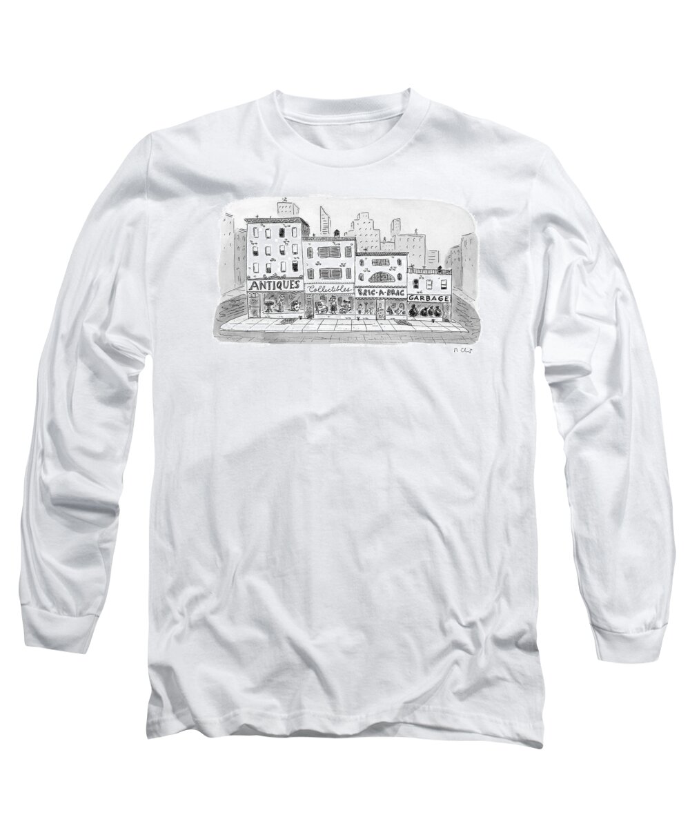 Garbage Long Sleeve T-Shirt featuring the drawing New Yorker April 20th, 1998 by Roz Chast