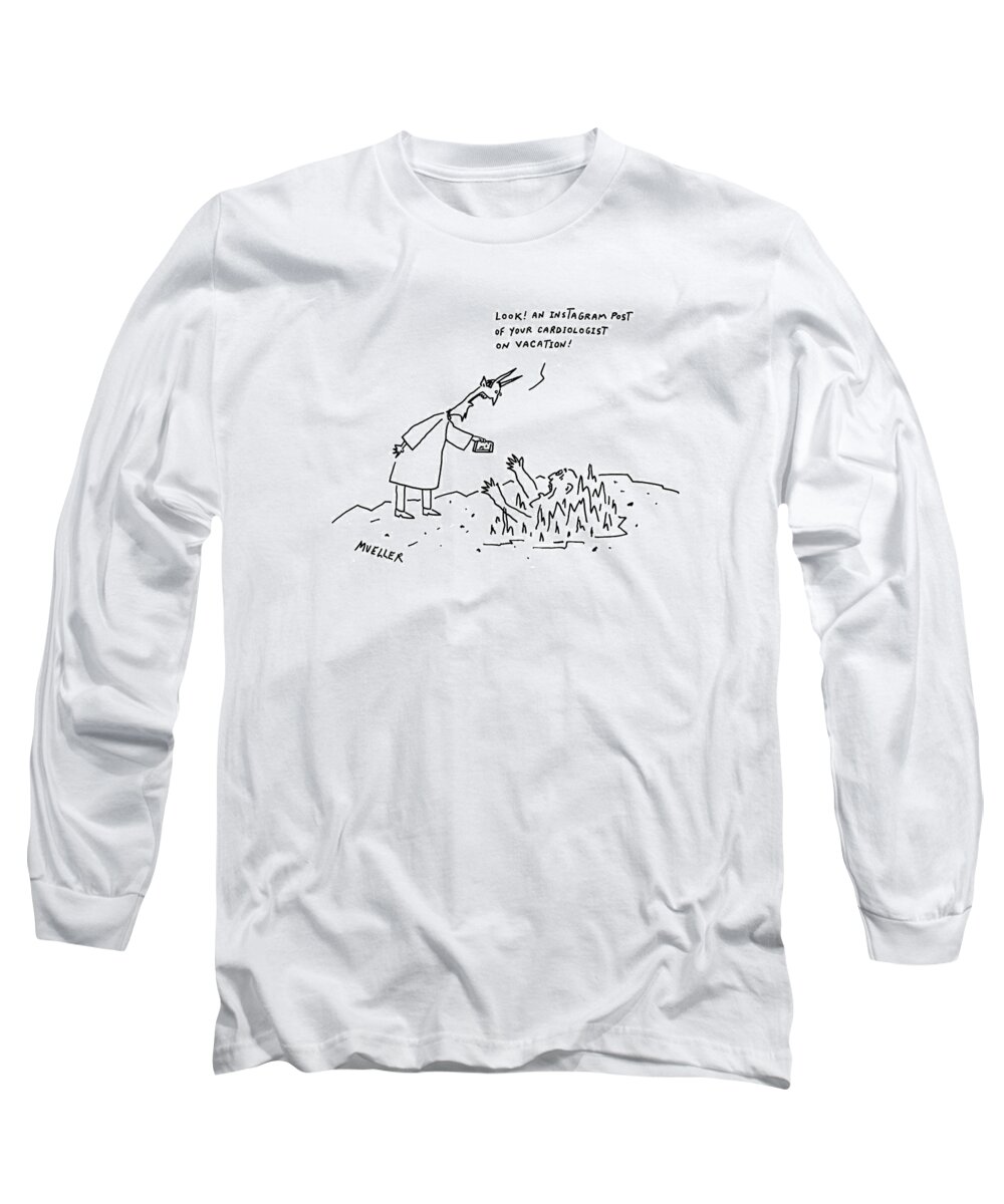Devil Long Sleeve T-Shirt featuring the drawing New Yorker April 24th, 2017 by Peter Mueller