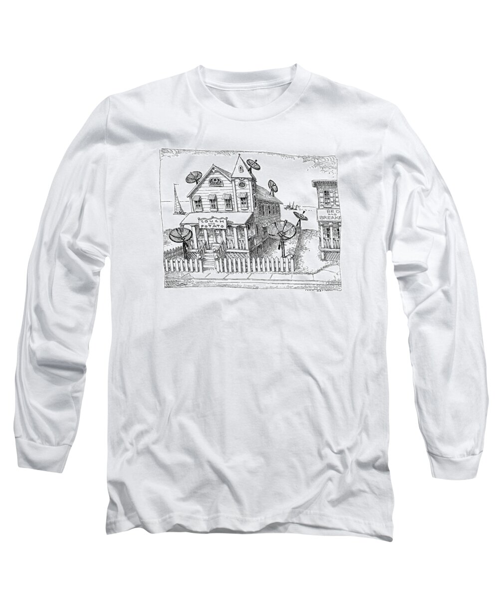 Television Long Sleeve T-Shirt featuring the drawing New Yorker August 13th, 1990 by John O'Brien