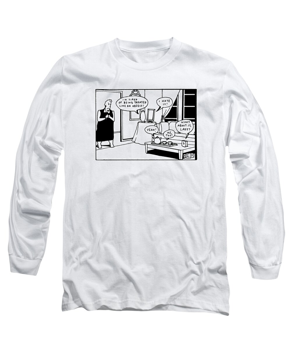 Households Long Sleeve T-Shirt featuring the drawing New Yorker August 17th, 1992 by Bruce Eric Kaplan
