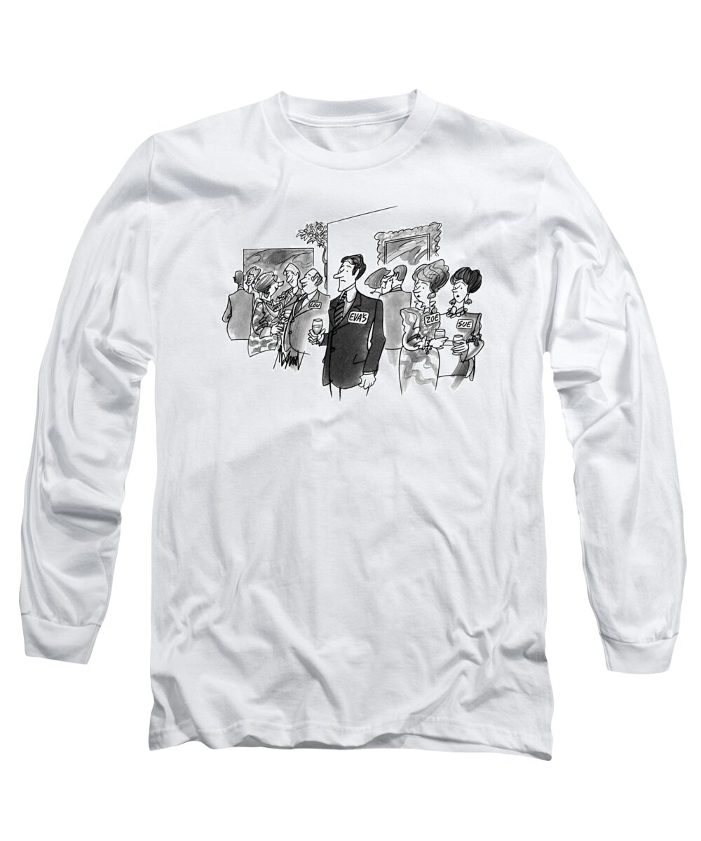 Women Long Sleeve T-Shirt featuring the drawing New Yorker August 20th, 1990 by Kenneth Mahood