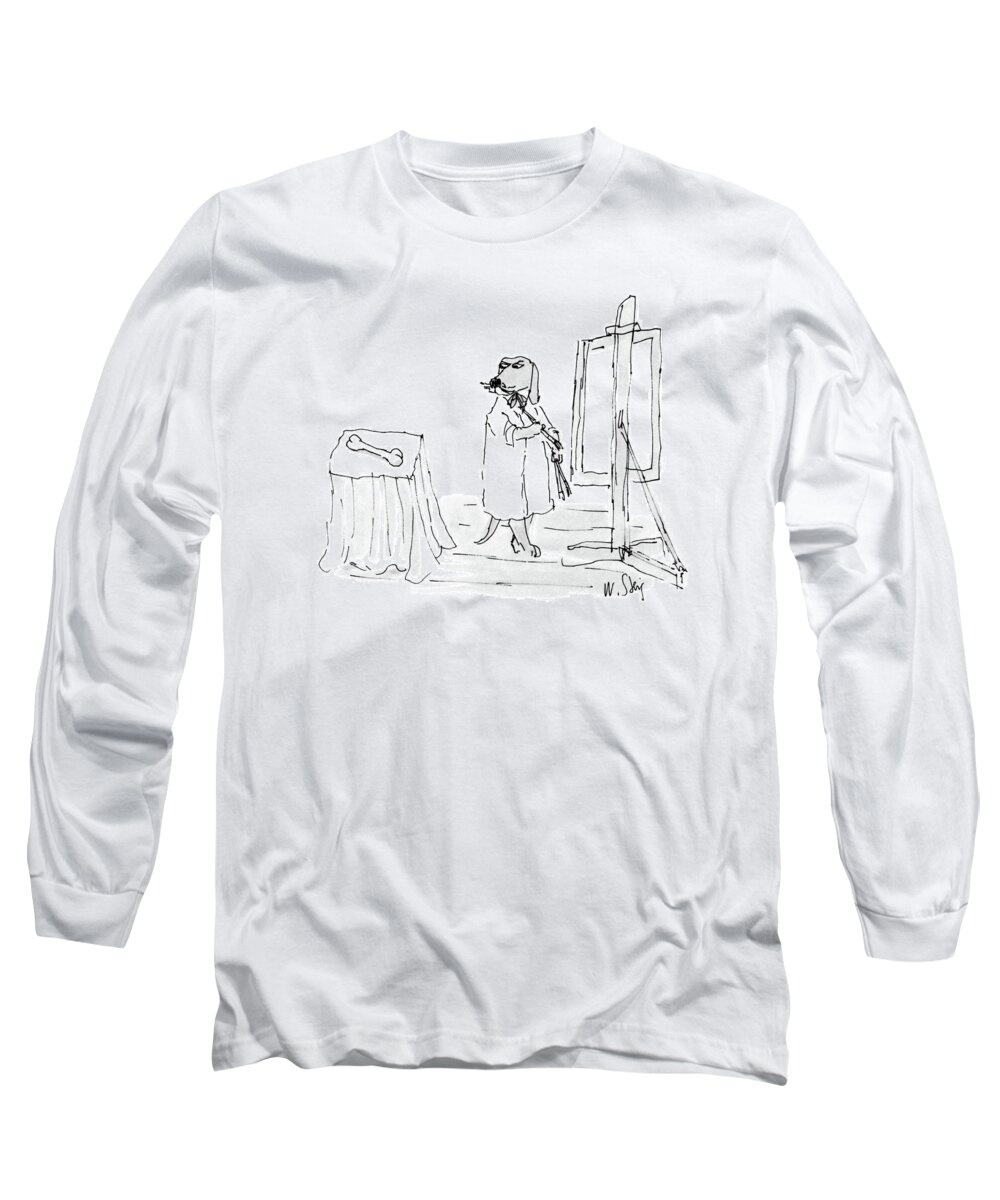 No Caption
Dog Dressed As Artist Paints Still Life Of Bone. 
No Caption
Dog Dressed As Artist Paints Still Life Of Bone. 
Dogs Long Sleeve T-Shirt featuring the drawing New Yorker December 26th, 1988 by William Steig