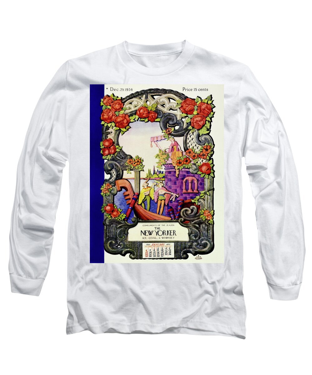 Music Long Sleeve T-Shirt featuring the painting New Yorker December 29 1934 by S Liam Dunne