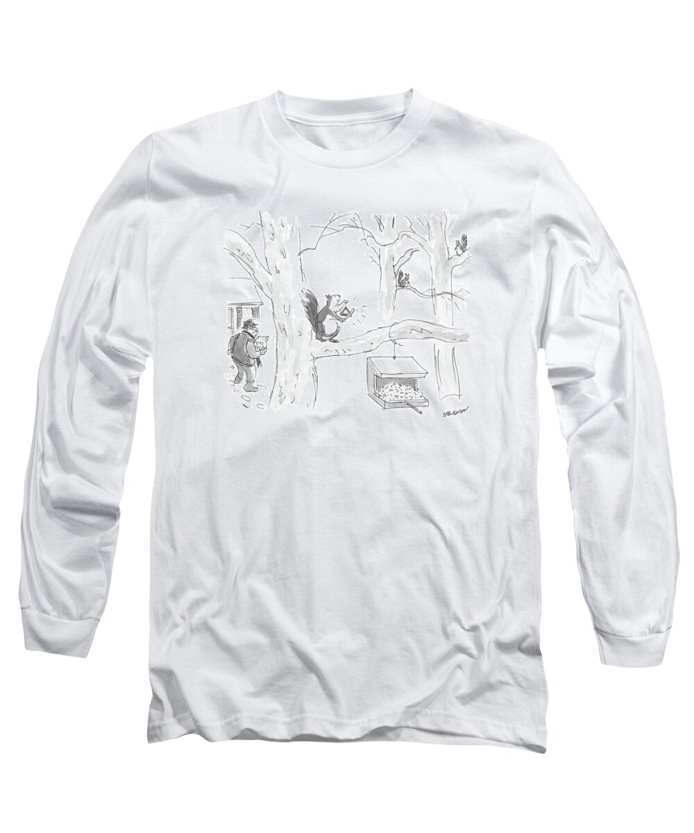 Animals Long Sleeve T-Shirt featuring the drawing New Yorker February 15th, 1988 by James Stevenson