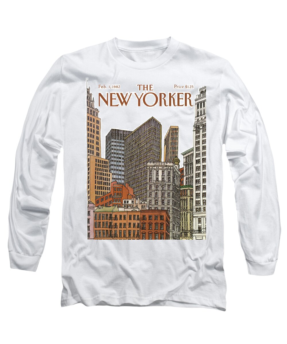 Business Long Sleeve T-Shirt featuring the painting New Yorker February 1st, 1982 by Roxie Munro