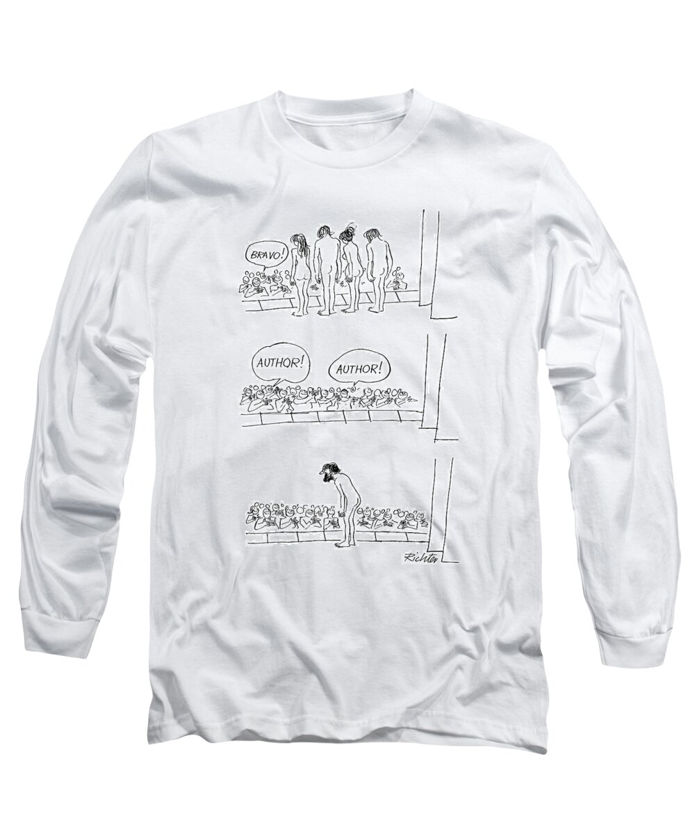 Theater Long Sleeve T-Shirt featuring the drawing New Yorker July 26th, 1969 by Mischa Richter