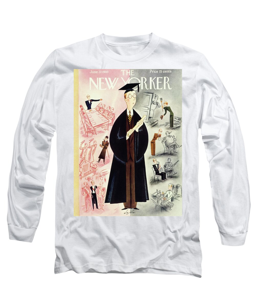 Education Long Sleeve T-Shirt featuring the painting New Yorker June 22 1935 by Constantin Alajalov