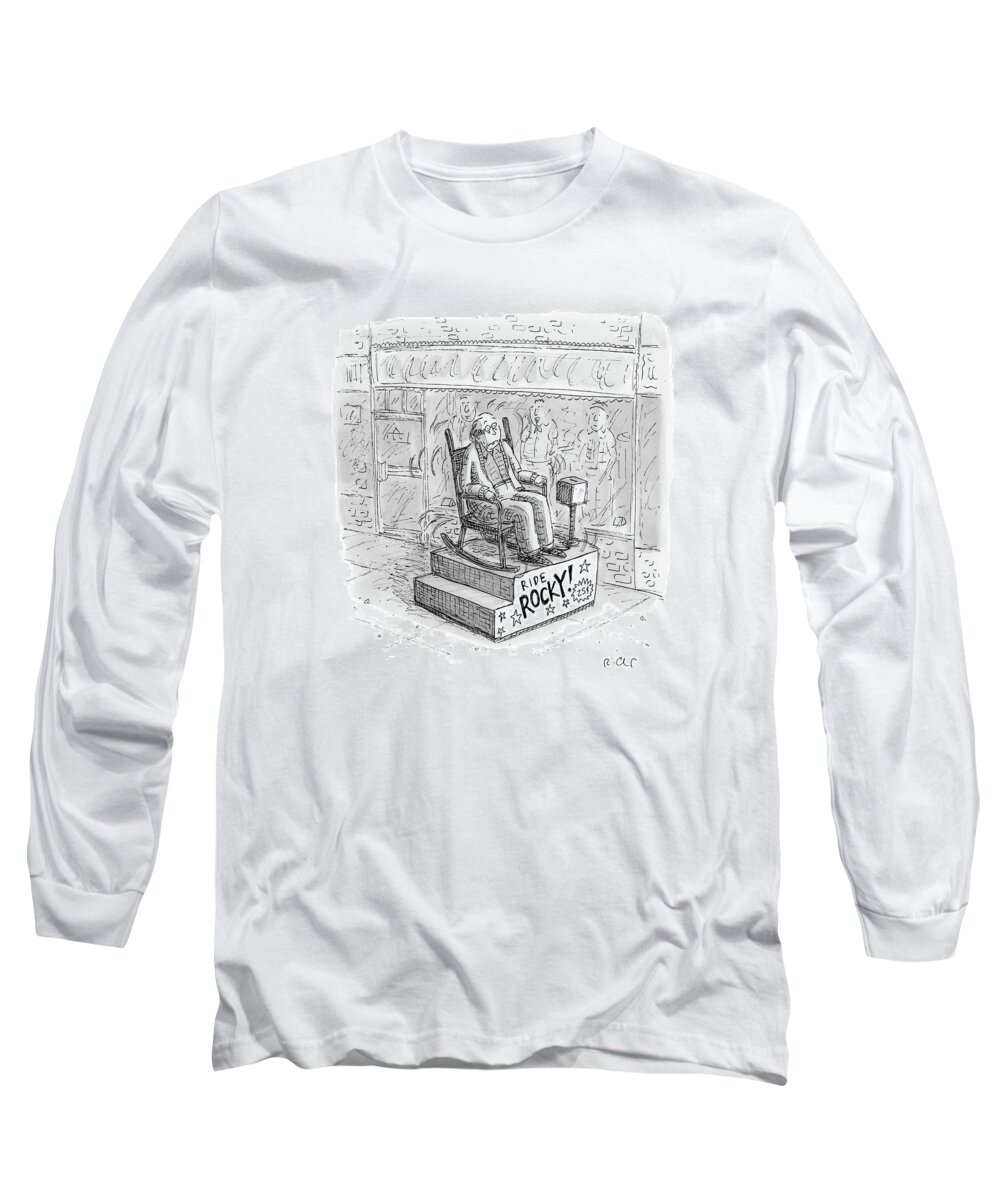 Ride Rocky Long Sleeve T-Shirt featuring the drawing Ride Rocky by Roz Chast