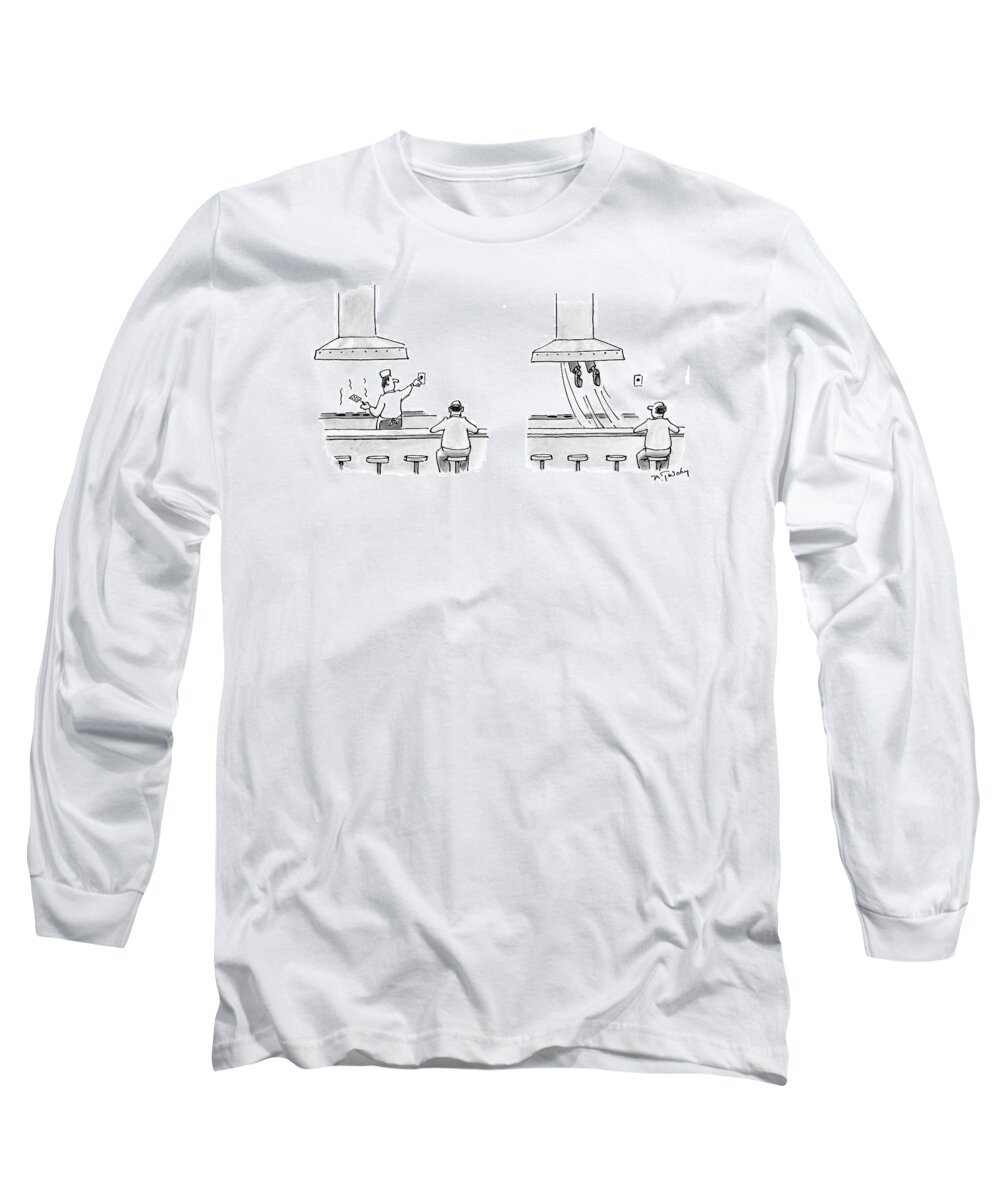 Counter Service Long Sleeve T-Shirt featuring the drawing New Yorker March 15th, 1999 by Mike Twohy