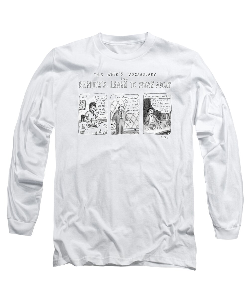 Middle Age Long Sleeve T-Shirt featuring the drawing New Yorker March 16th, 1992 by Roz Chast