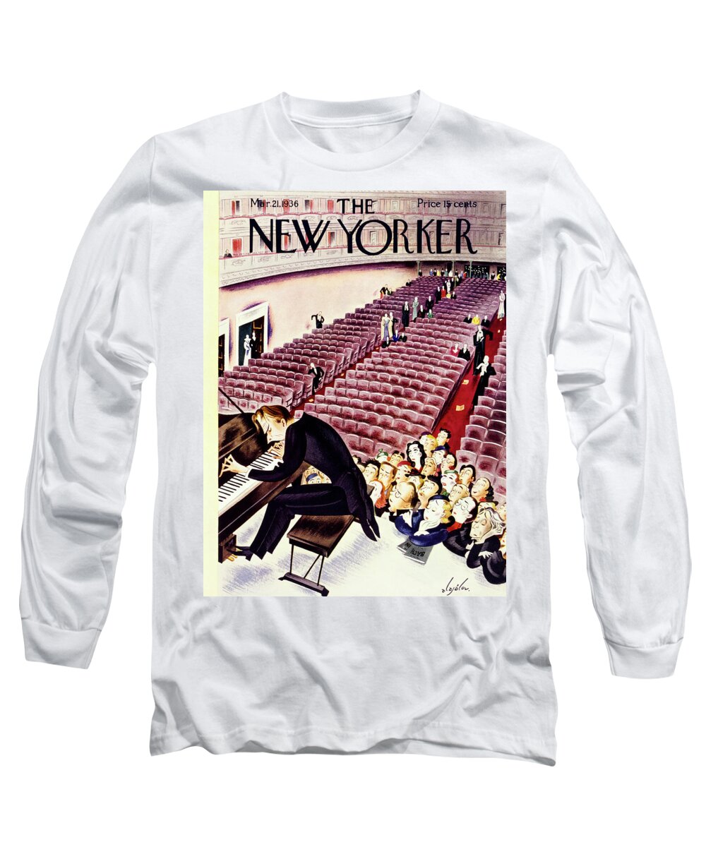 Theater Long Sleeve T-Shirt featuring the painting New Yorker March 21 1936 by Constantin Alajalov