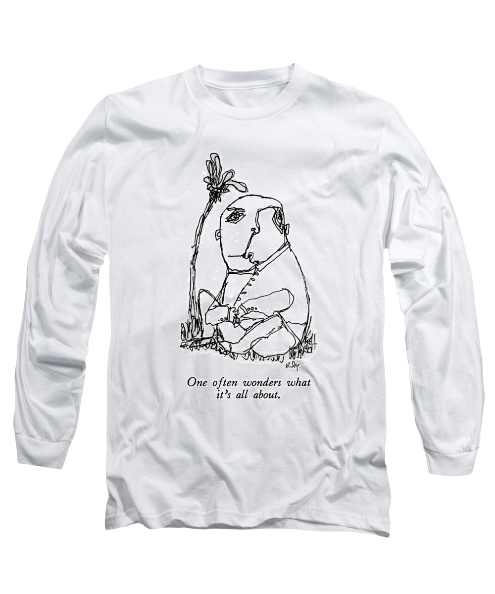 Psychology Long Sleeve T-Shirt featuring the drawing New Yorker March 23rd, 1992 by William Steig