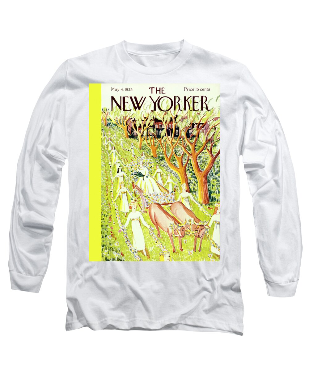 Bride Long Sleeve T-Shirt featuring the painting New Yorker May 4 1935 by Ilonka Karasz