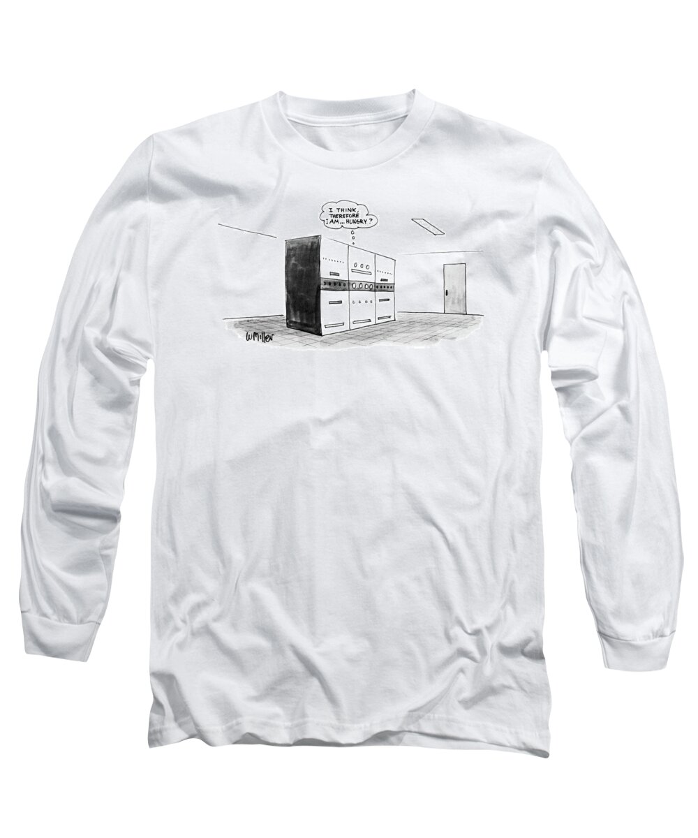 (computer Is Thinking Long Sleeve T-Shirt featuring the drawing New Yorker November 14th, 1983 by Warren Miller