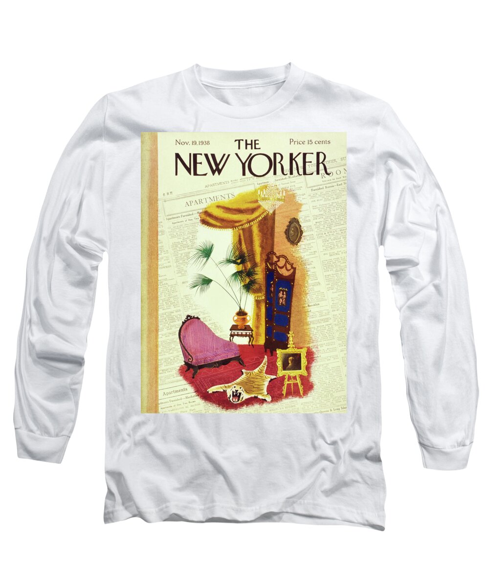 Interior Long Sleeve T-Shirt featuring the painting New Yorker November 19 1938 by Leonard Weisgard