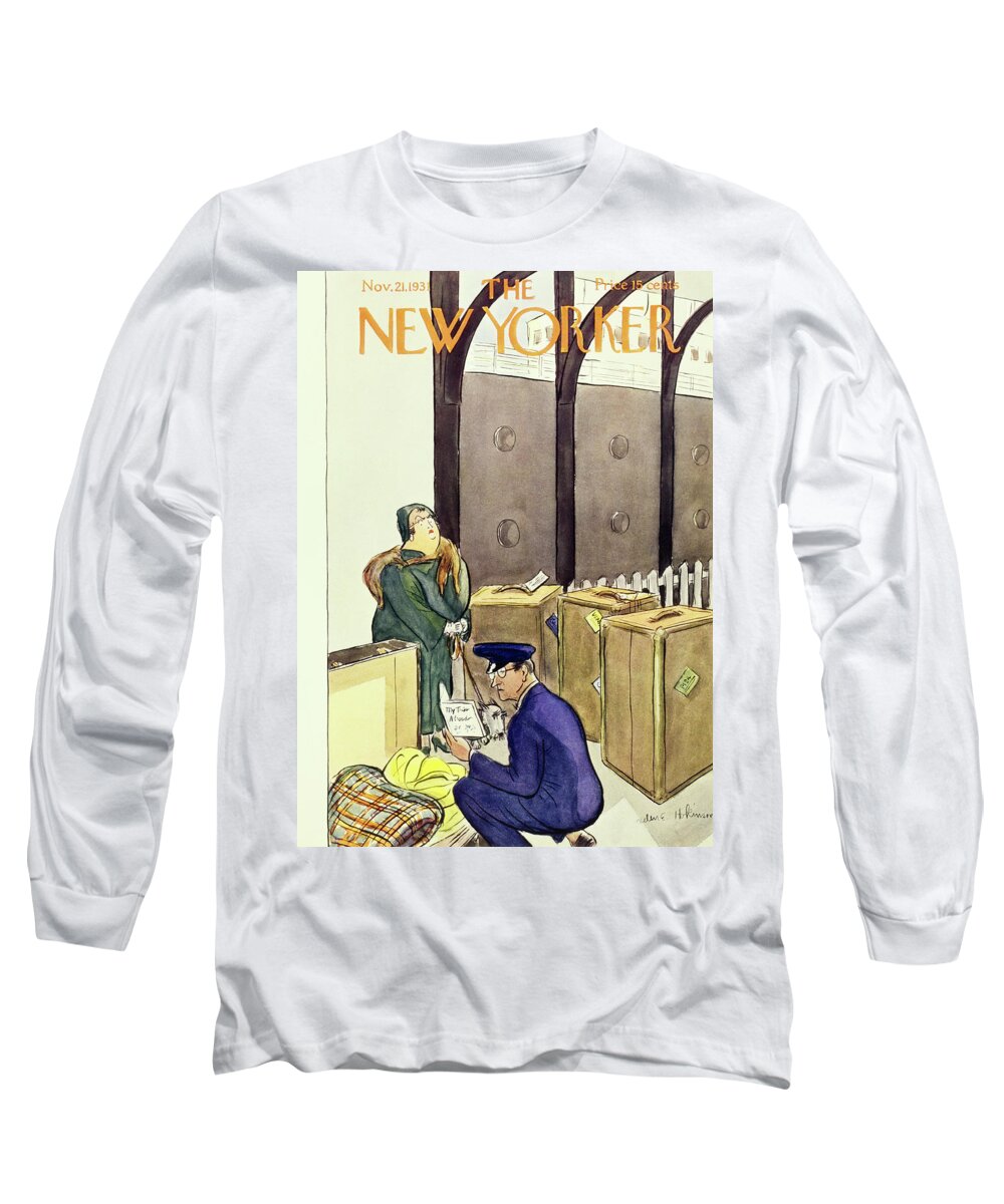 Illustration Long Sleeve T-Shirt featuring the painting New Yorker November 21 1931 by Helene E Hokinson