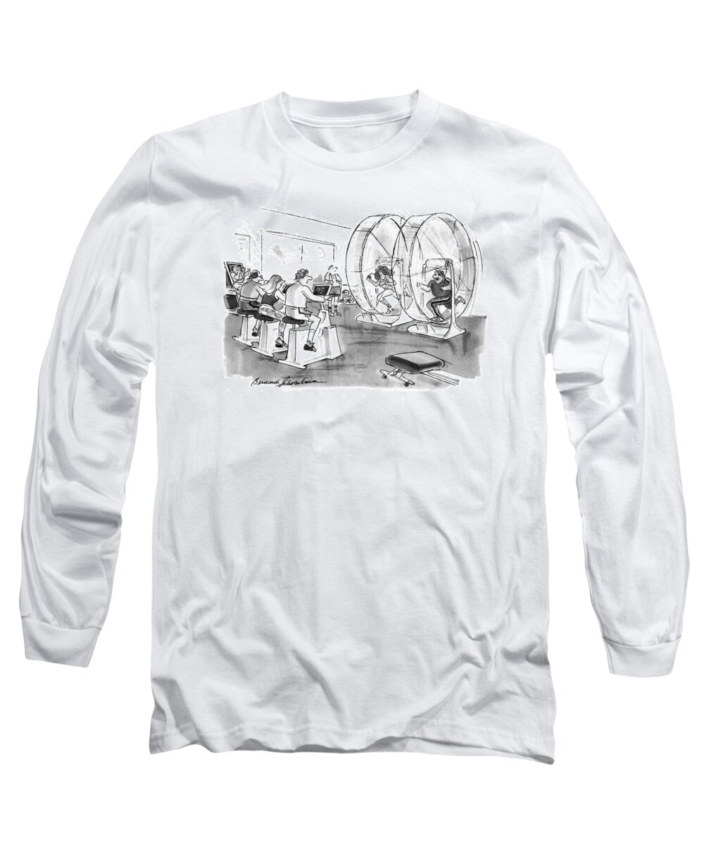 (people Exercising In A Hamster Wheel At The Gym.)
Health Long Sleeve T-Shirt featuring the drawing New Yorker September 12th, 1994 by Bernard Schoenbaum