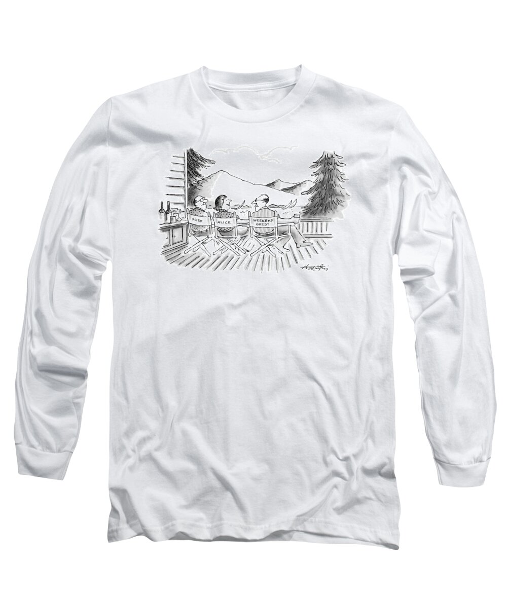 Leisure Long Sleeve T-Shirt featuring the drawing No Caption by Henry Martin