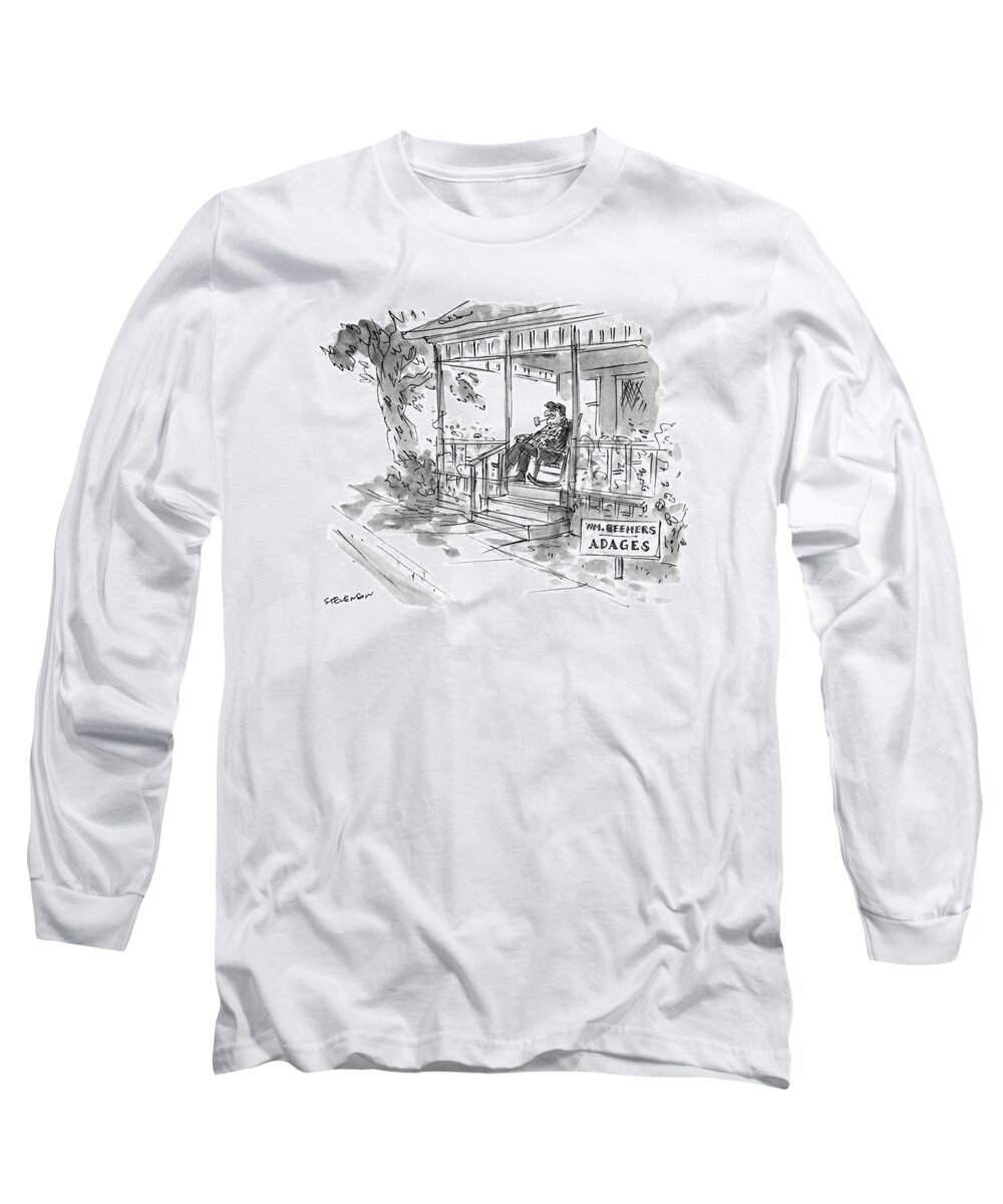 Language Long Sleeve T-Shirt featuring the drawing No Caption by James Stevenson